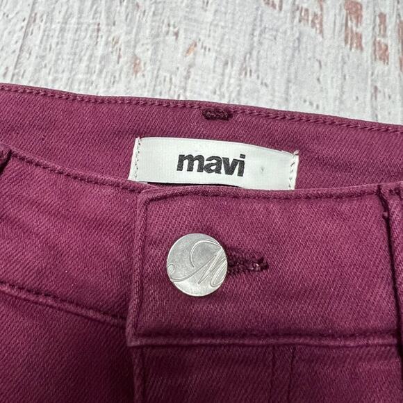 NWT MAVI BARCELONA High Rise Wide Leg Jeans SIZE 27 x 29 Wine Raw Hem Denim - Picture 3 of 11